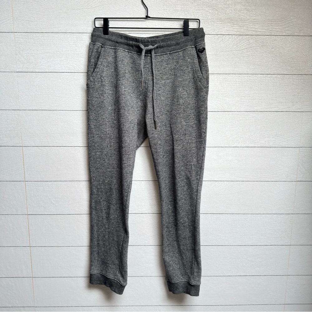 Roxy Heather Gray Jogger Sweatpants Knit Fleece Drawstring Women's Medium Cozy - Picture 5 of 10